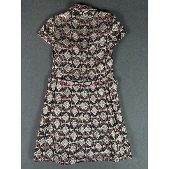 Gino Charles Dress Womens 8 A Line Geometric APC Pattern Vintage Elegant Diamond - Picture 2 of 13